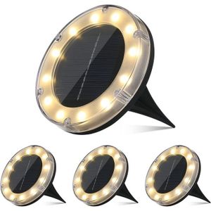 BALISE - BORNE SOLAIRE  LED Lampe Solaire au Sol 4 Pack, 12 LEDs Eclairage exterieur Solaire, Etanche IP68, Réverbère Lumières, Ensevelies Lumière A407