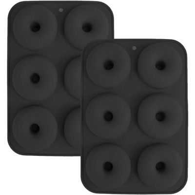 ZEACCT Moule à Donuts 6 Cavités En Silicone Antiadhésif – Lot De 2, Rouge Brique – Parfait Pour Beignets, Muffins, Cupcakes & Brownies