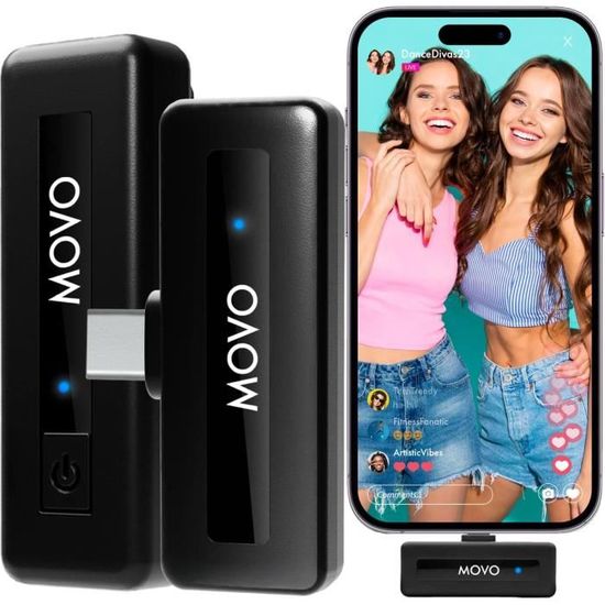 Micro Lavalier Bluetooth Mini – Audio 48 KHz/24 Bits, 32h Autonomie, Portée 200 M – Pour TikTok, YouTube