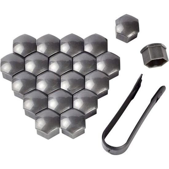 Cache-Écrous De Roue QitinDasen - Lot De 20 Pièces 19mm Gris - Protection Anti-Rouille Et Poussière Pour Voiture