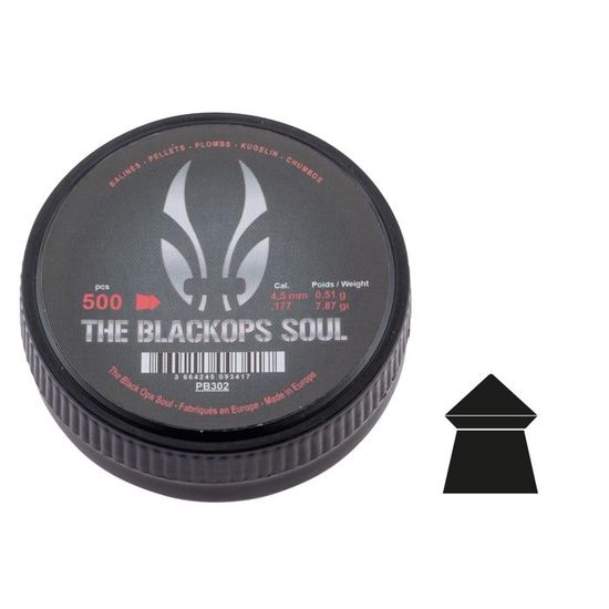 Boîte De 500 Plombs Black Ops Sharp - Calibre 4.5mm, 0.49g, Tête Pointue