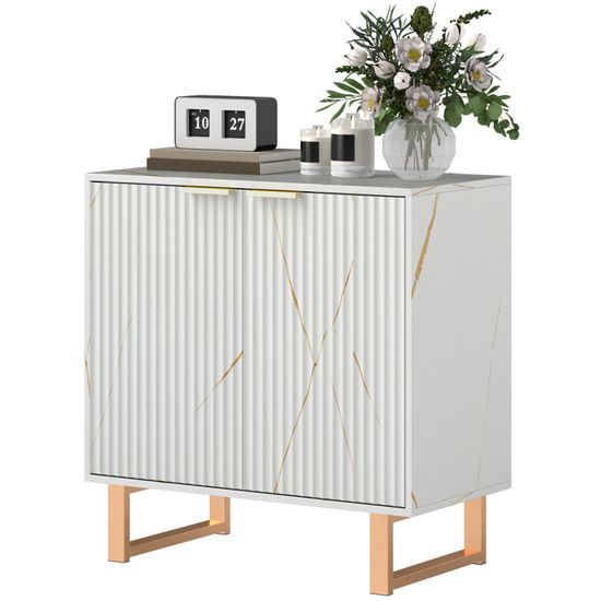 HOMCOM Buffet Meuble De Rangement Avec 2 Tiroirs, 2 Portes étagères Réglables Et Porte-bouteilles Pour 9 Bouteilles - Dim. 110I X 35P X 75H Cm | France