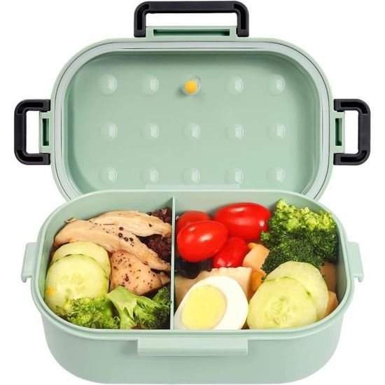 1900ML lunchbox Enfant Adulte - Bento lunch avec 3 Compartiments et Couverts - pour Micro-Ondes et Lave-Vaisselle - Rose - Maison