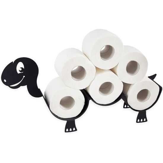 Porte Papier Toilette Mural En Métal Tortue - Rangement Pour 8 Rouleaux - Décoratif Pour Salle De Bain, Bureau - Noir