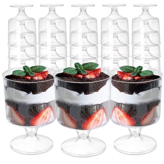 50 Pièces Coupes à Dessert En Plastique, 160ml Coupes à Dessert