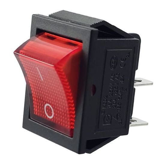 Interrupteur à Bascule KCD4 - Lot De 2, 4 Broches, Rouge - 16A/250V AC - Marche/arrêt Simple - 5