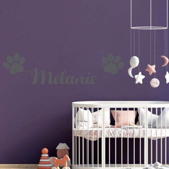 Stickers Muraux Deco Chambre Enfant Ado Stickers Les Pattes D Animaux Prenom Gris 280x70 Mm Achat Vente Stickers Cdiscount