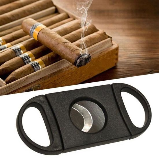 Accessoires cigarette,Couteau de coupe à Double lames lame en métal ciseaux de coupe-cigare en plastique coupe-cigare [E381308970]