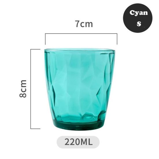 Verre à eau,Gobelet en acrylique,verres à boire en plastique coloré,verres,verrerie pour enfants,Restaurant - Type Cyan - 220ml