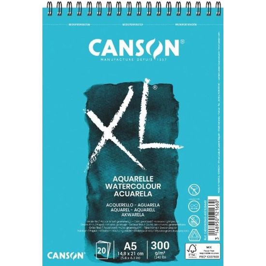 Bloc 'XL aquaralle' 20 feuilles format A5 de Canson