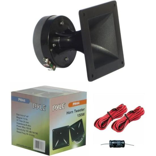 1 PYLE PH44 compressie driver vierkante hoorn tweeter 11,50 x 11,50 cm 75 watt rms 150 watt max 8 ohm 105 db huis autobalies autodeuren auto, 1 stuk