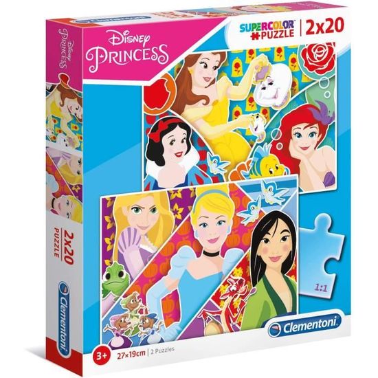 Puzzle Princess - Clementoni - 2x20 pièces - Dessins animés et BD - Pour enfants de 3 ans et plus