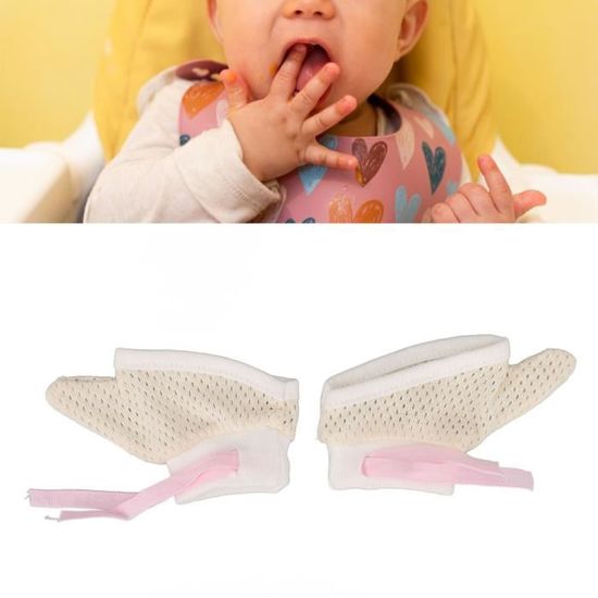 Gants De Dentition Bébé 2PCS | Silicone Alimentaire | Mitaines Anti-Chute | Beige/Rose