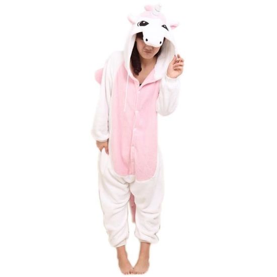 Costume/pyjama Licorne Kigurumi Pour Adulte - Onesie En Peluche Unisexe, Tailles S à XL, Avec Poches