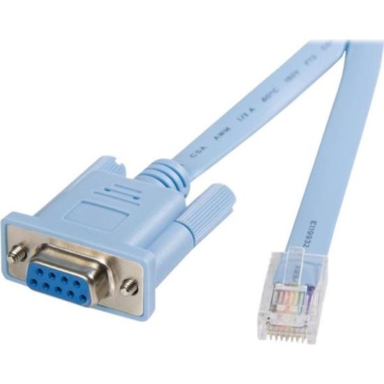 STARTECH Câble console RJ45 vers série DB9 de 1,8 m pour gestion de routeur Cisco - M/F - Bleu