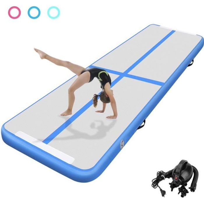 VINGO Airtrack tapis de gymnastique Air Track tapis de gym gonflable tumbling gymnastique dim. 600L x 100l x 10H cm Bleu
