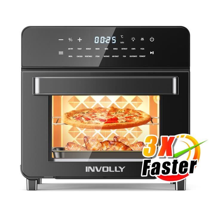 CalmDo Friteuse sans Huile12L, Mini-four 1500W, Friteuse à Air Chaud Écran Tactile avec 18 Programmes 10 Accessoires