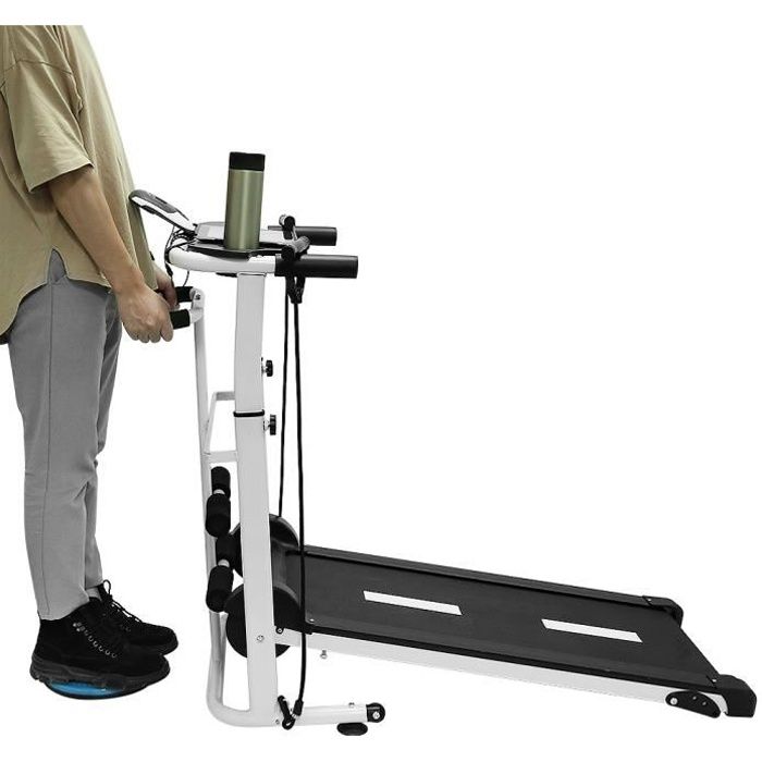 Manual Tapis de Course, Tapis de Marche avec écran LED, Courir, Sit-ups et Twist 54x115x110cm