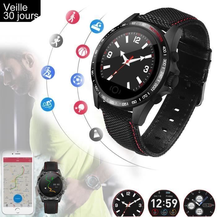 Montre Connectée,Bluetooth Montre Sport Carte Podomètre,Sommeil,Calories pour Samsung-Huawe-Android-iPhone pour Femme Homme français