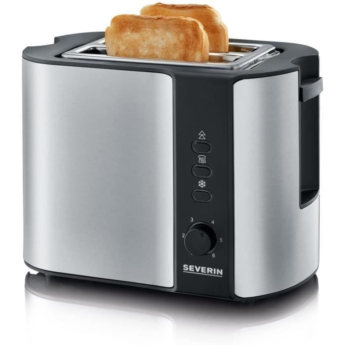SEVERIN Grille-Pain Automatique, Support Viennoiseries Inclus, 2 Fentes, 800 W, AT 2589, Inox/Noir