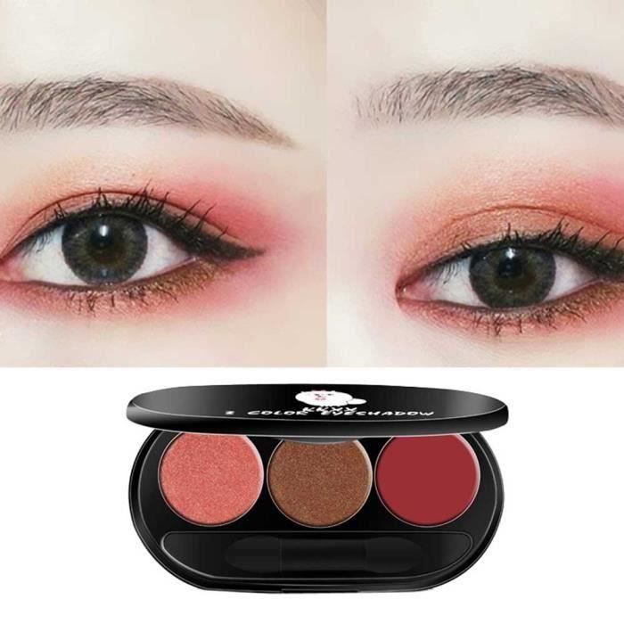 Trois-couleur Peach maquillage fumé chaud couleur perles mat ombre à paupières yq472