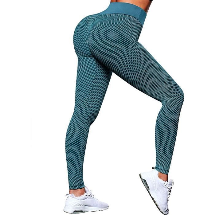 Pantalon de yoga Tight taille haute transparente Sport Gym Jambières Tummy contrôle Vert L