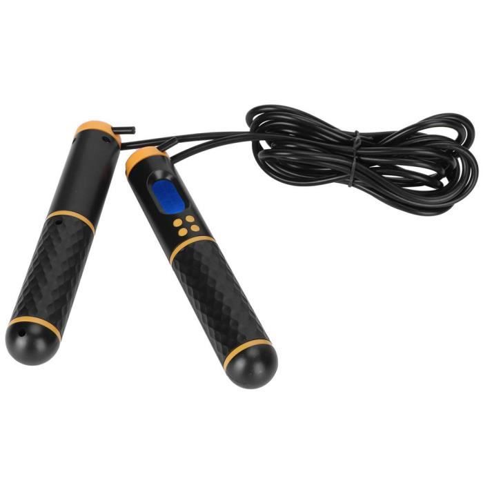 Fdit Accessoire d'exercice Corde à Sauter de Comptage Électronique Intelligent Équipement de Fitness d'Exercice(Noir + jaune )