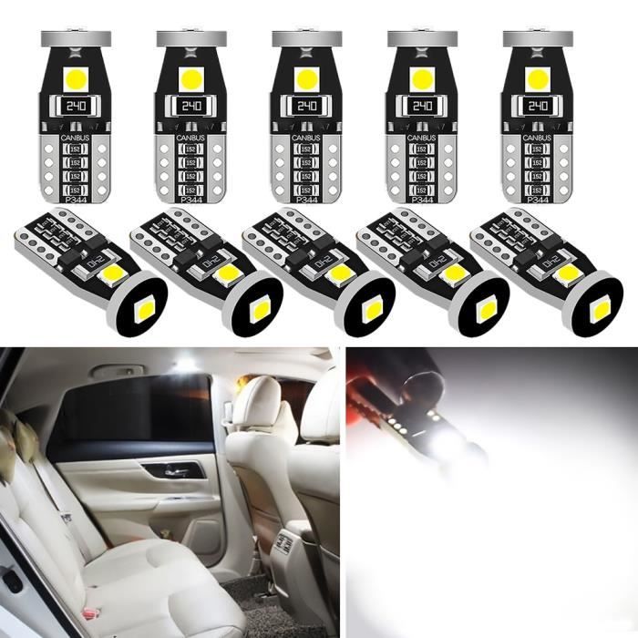 10x W5W T10 LED AMPOULE POUR PEUGEOT 308 307 206 407 3008 207 2008 508 208 406 5008 SUV 4008 Accessoires Inté