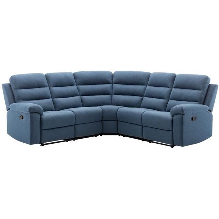 Canapé d'angle 6 places Bleu Tissu Moderne Confort