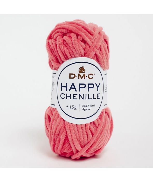 Fil velours DMC Happy chenille - Crochet et Tricot - 15 g Corail °32