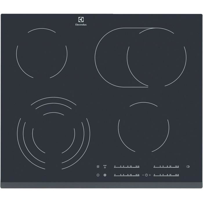 ELECTROLUX EHF6547FOK Plaque de cuisson vitrocéramique - 4 zones - 7100W - L59 x P52cm - Revêtement verre - Noir