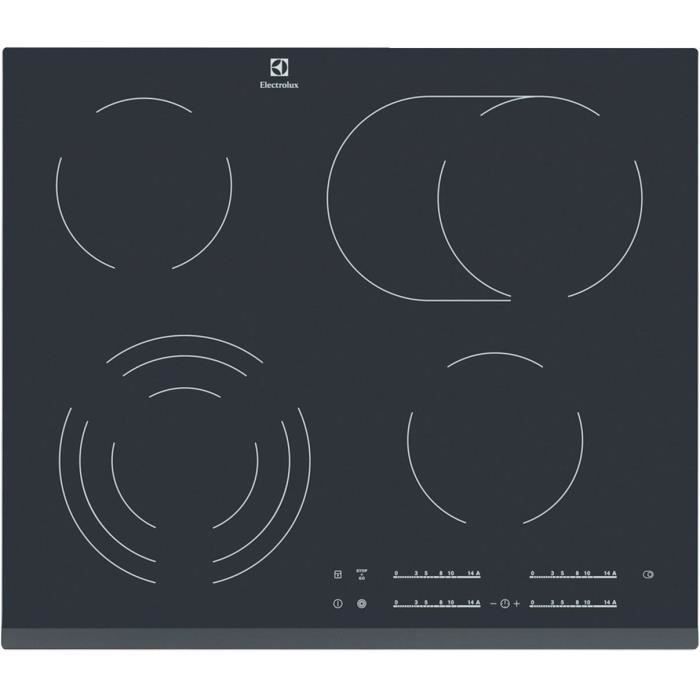 ELECTROLUX EHF6547FOK Plaque de cuisson vitrocéramique - 4 zones - 7100W - L59 x P52cm - Revêtement verre - Noir