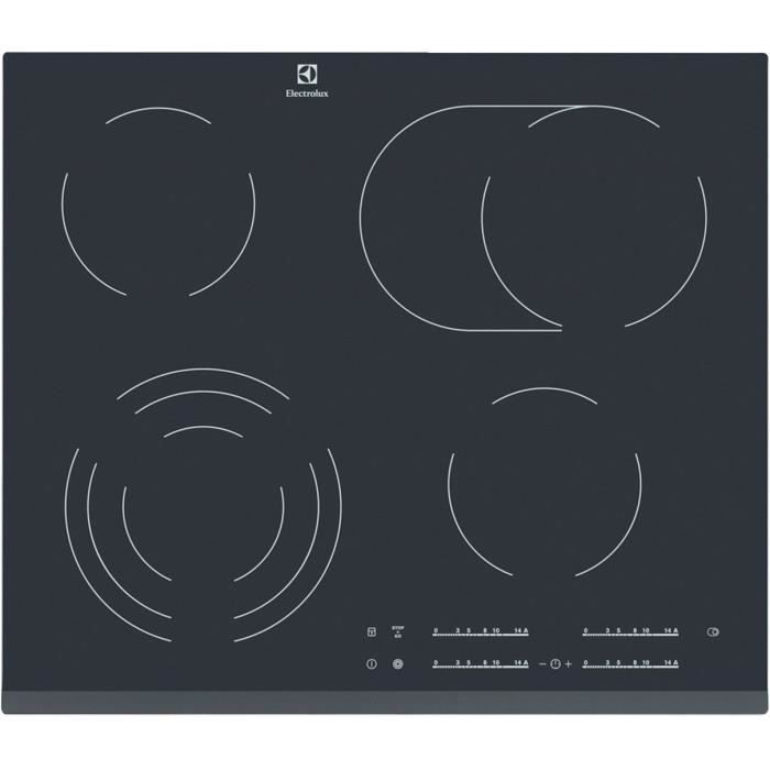 ELECTROLUX EHF6547FOK Plaque de cuisson vitrocéramique - 4 zones - 7100W - L59 x P52cm - Revêtement 