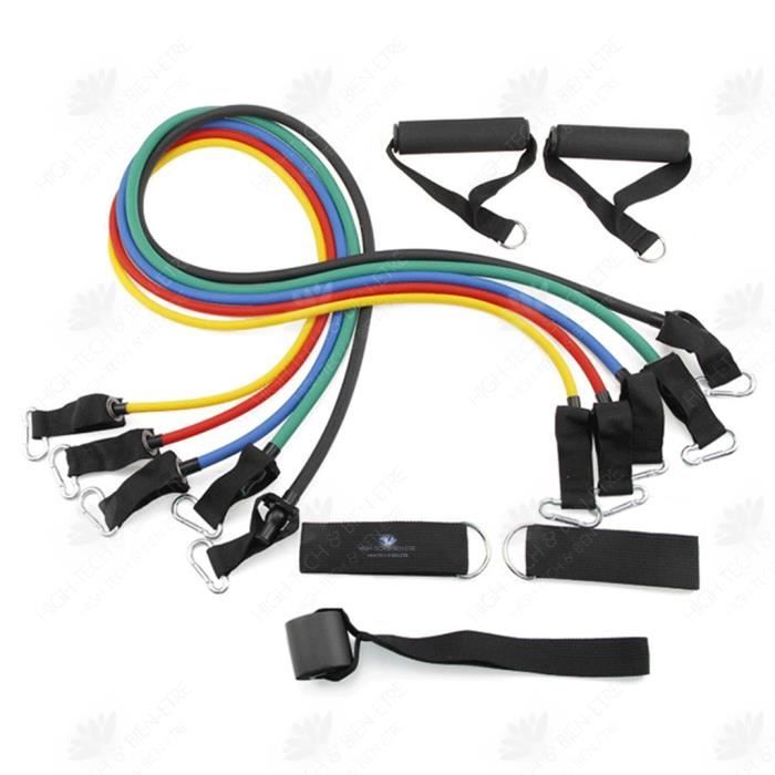 HTBE® Tendeur de bande de résistance au latex combinaison de 11 pièces corde de tension de couleur de fitness en mousse de haute qua