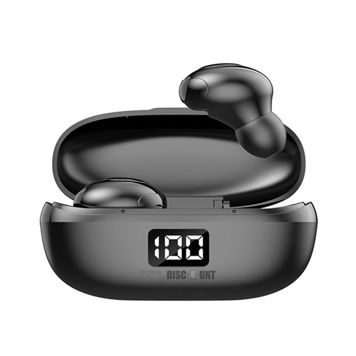 I® Casque sans fil Oreillette Bluetooth intra-auriculaire, réduction du bruit, contrôle tactile, adapté au sport-Noir classique