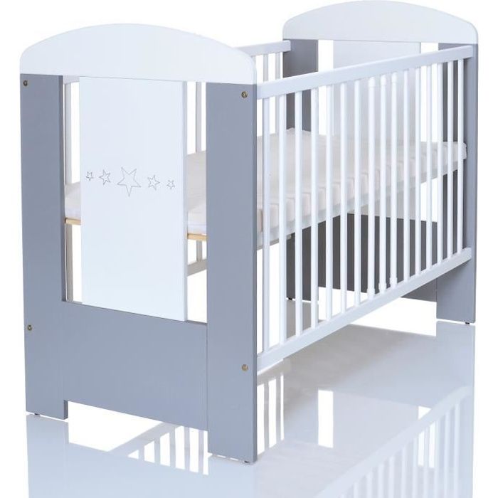 Lit bébé enfant GREYSTARS 120x60 cm en bois avec matelas