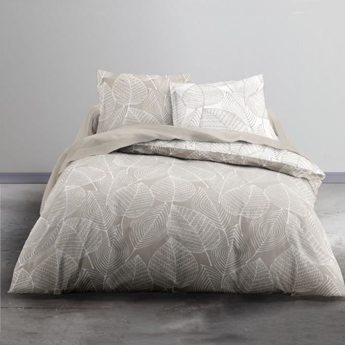TODAY Parure de couette 220x240 + 2 taies d'oreillers 63x63cm - 100% Coton - Flanelle 2020 Canopee TODAY