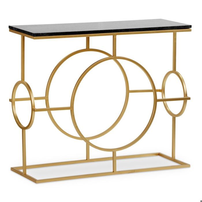 Console design Gatsby Marbre Noir et Métal Or