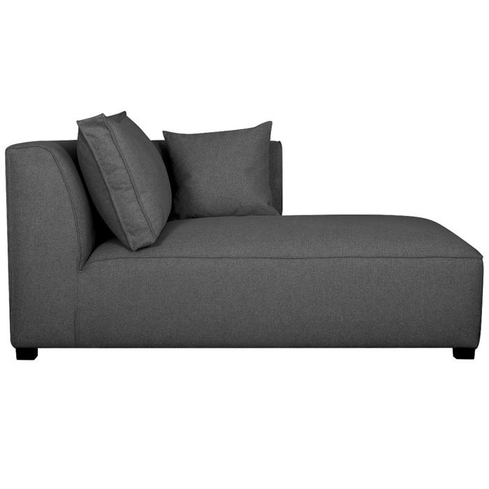 Miliboo - Méridienne angle droit en tissu gris anthracite PLURIEL