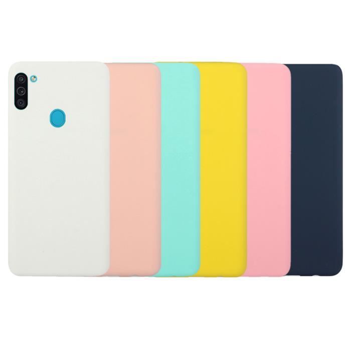 Lot de 6 Coque Samsung Galaxy M11 Étui Silicone Souple et Fin Housse Blanc Orange Bleu Ciel Jaune Rose Bleu Foncé
