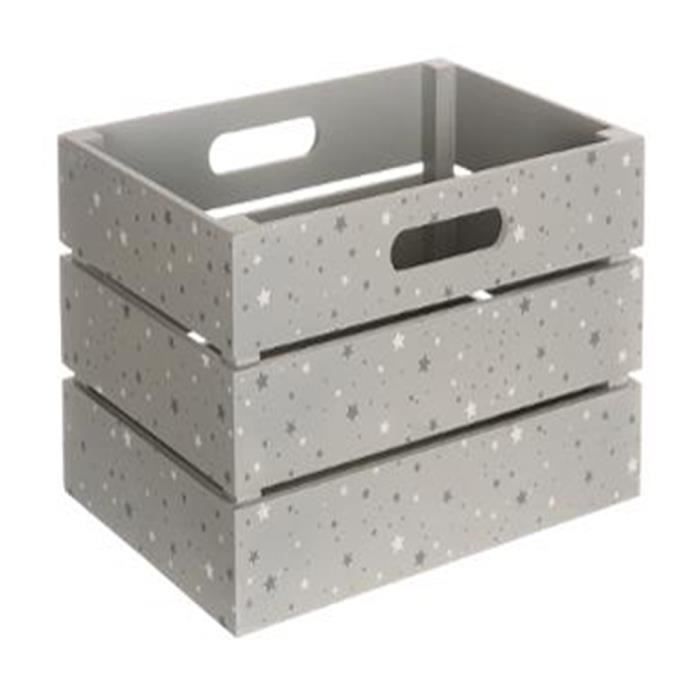 Cagette Gris en MDF, L 29 x P 20 x H 18 cm