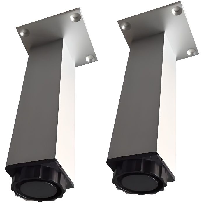 Lot de 2 pieds carrés en aluminiums réglables pour meuble de salle de bain 25 cm