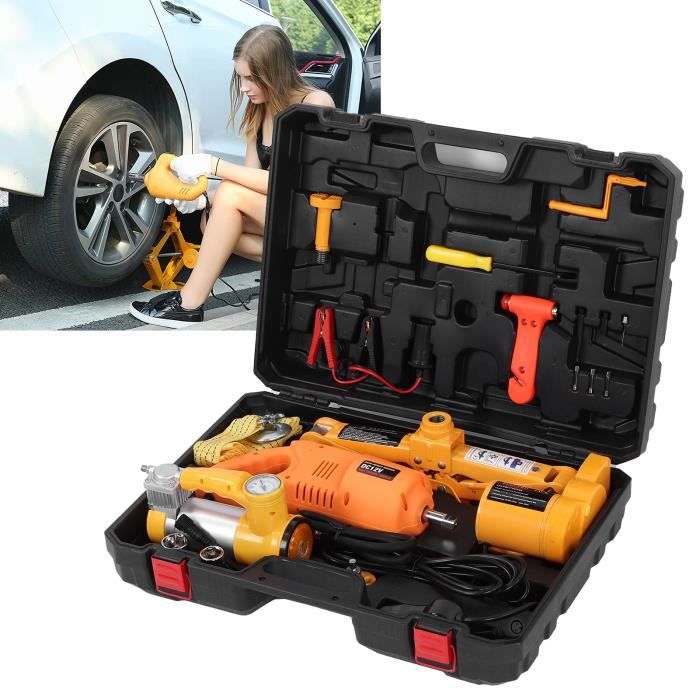 SURENHAP Cric de voiture électrique 12V 3T - avec pompe à air - Clé à molette pour voitures/SUV/Véhicules tout-terrain