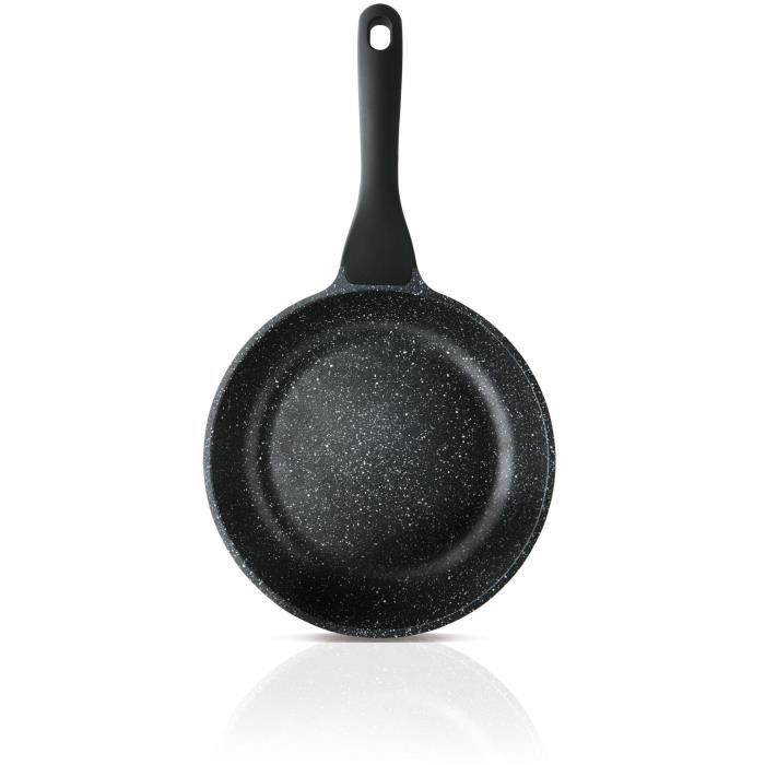 TAURUS Poêle Rock Stone en fonte d'aluminium - Ø 24 cm - Noir - Tous feux dont induction
