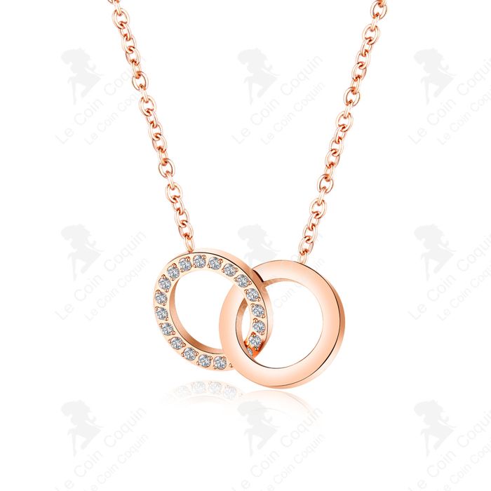Chaîne Dorée Avec Pendentif Anneau En Cristal - Bijou élégant, Neuf Avec étiquettes