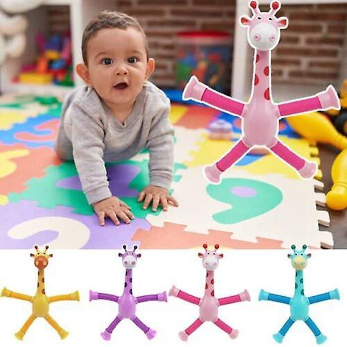 4 Jouets Sensoriels à Ventouse Télescopique – Anti-stress, Déformables – Cadeau Noël Enfant – Dès 3 Ans