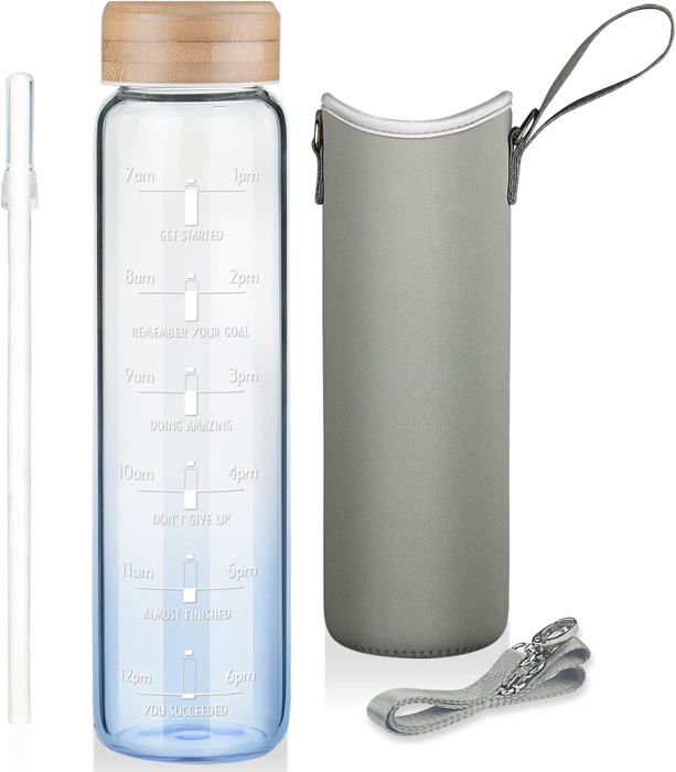 Bouteille D'Eau De Motivation De 1 Litre Avec Marqueur De Temps, Gourde