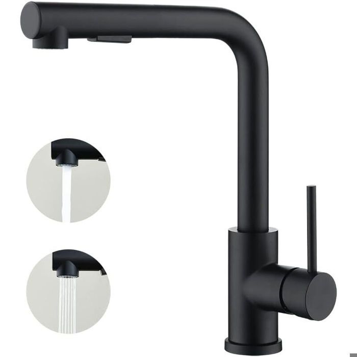 Mitigeur de cuisine - YYV - Douchette extractible - Monocommande - Rotation 360 - 2 modes de pulvérisat
