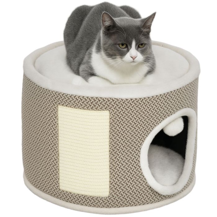 Meilleurs prix pour Tour griffer chat - PawHut - hauteur de 30 cm - avec sisal pour gratter dessus en peluche coussins amovibles et balle de jeu - café