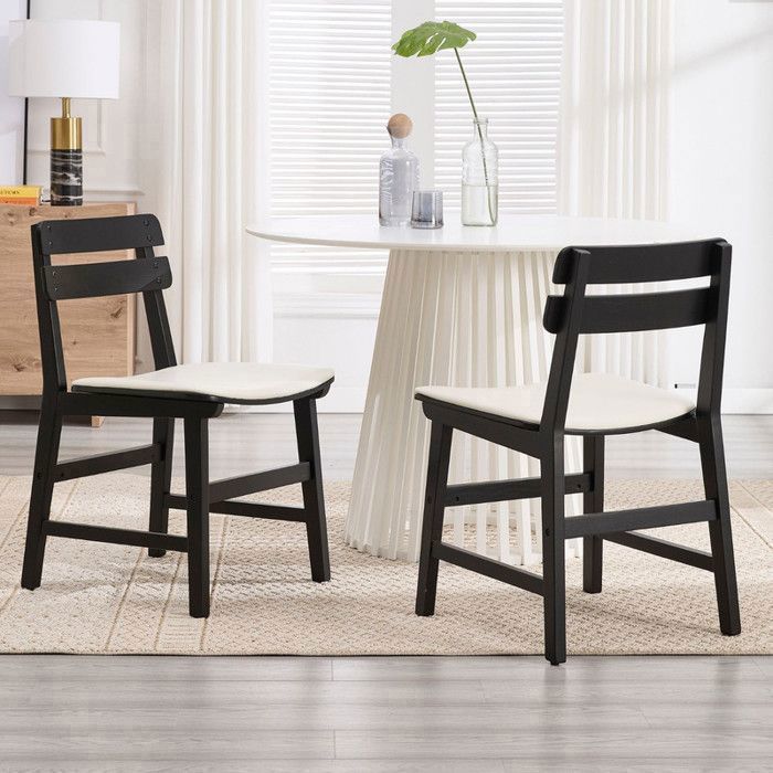 Chairus Chaise de Salle à Manger Lot de 2 Chaises Salle à Manger Rétro Chaise de Cuisine Bois pour Restaurant et Salon Noir